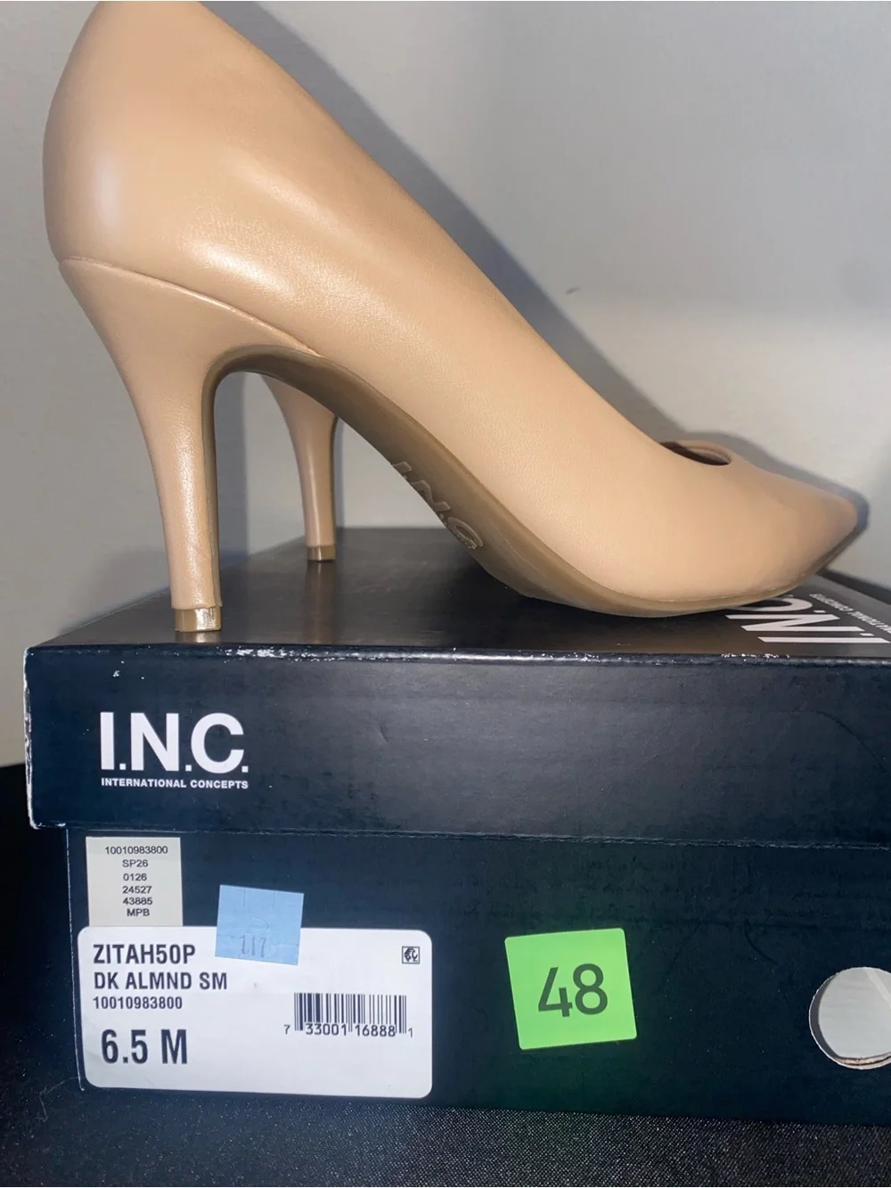 INC “Zitah” Pointed-Toe High Heels In Almond Tan